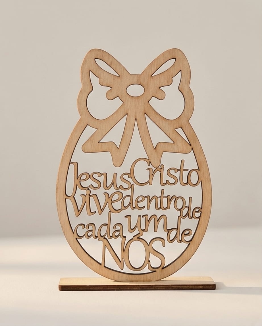 Decoração de Páscoa em Forma de Ovo com Mensagem Cristã