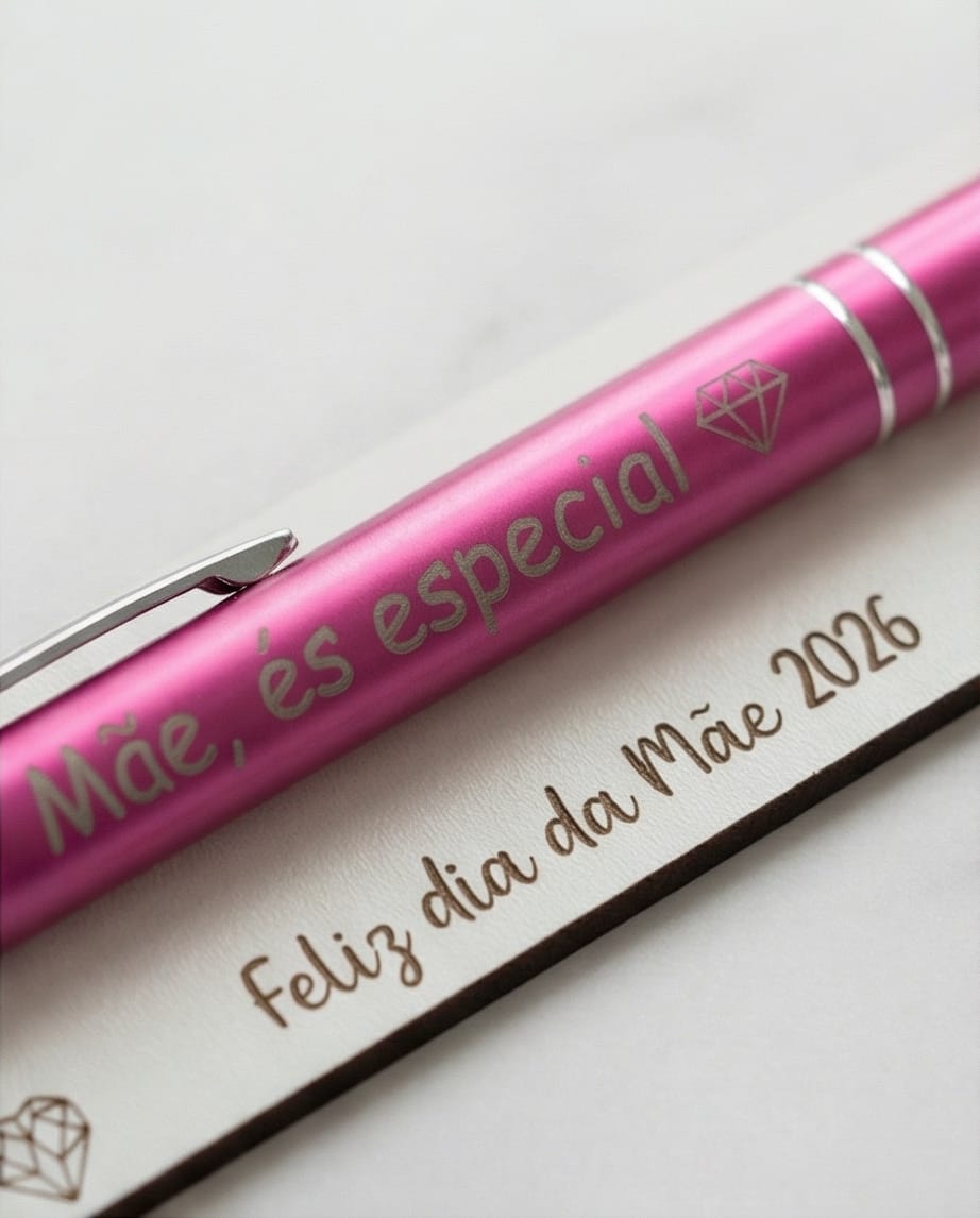 Caneta Rosa Personalizada com Base