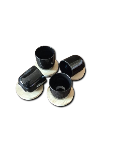 Conjunto de Chávenas de Café com Base em Bambu Personalizável!