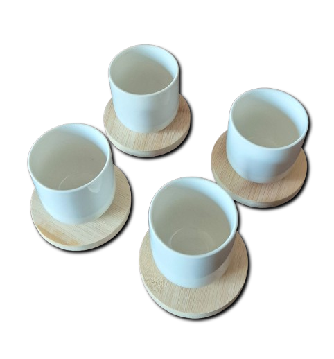 Conjunto de Chávenas de Café com Base em Bambu Personalizável!
