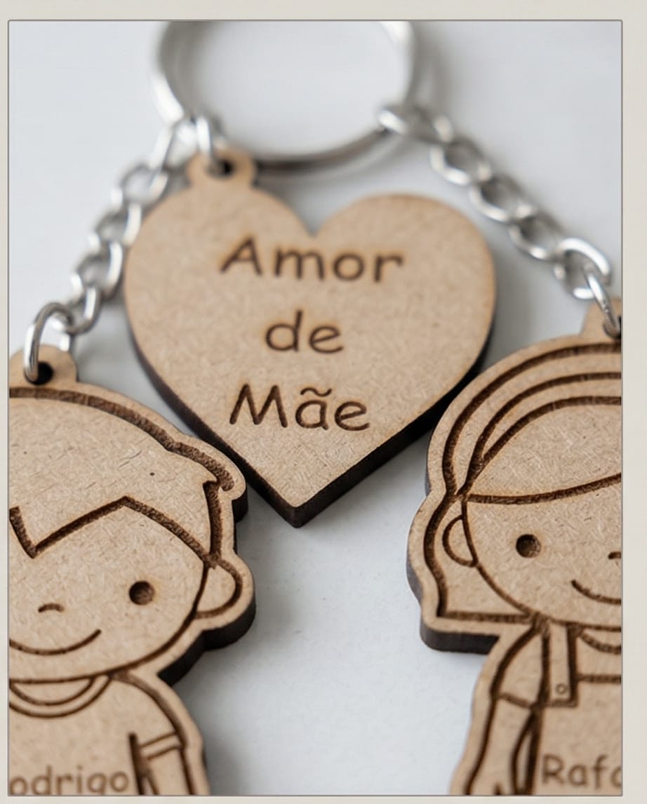 Porta-Chaves Personalizado Amor de Mãe com Filhos