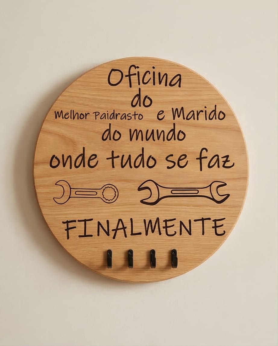 Porta-Chaves de Parede Personalizado em Madeira – Presente Original