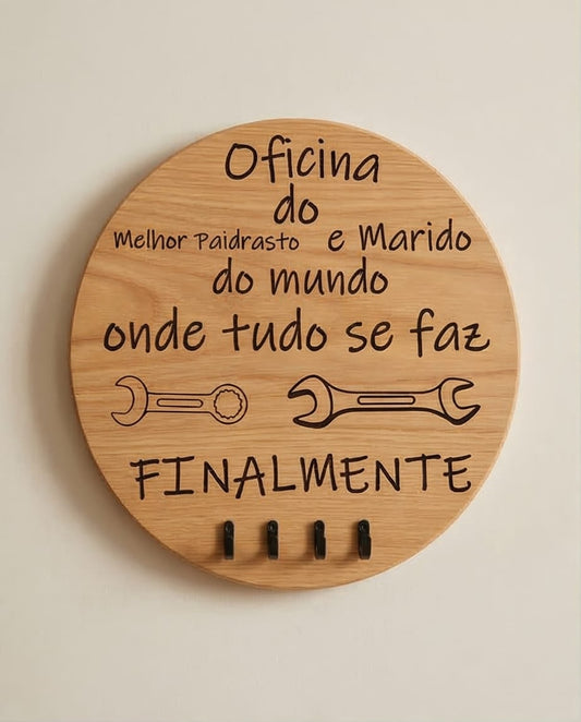 Porta-Chaves de Parede Personalizado em Madeira – Presente Original