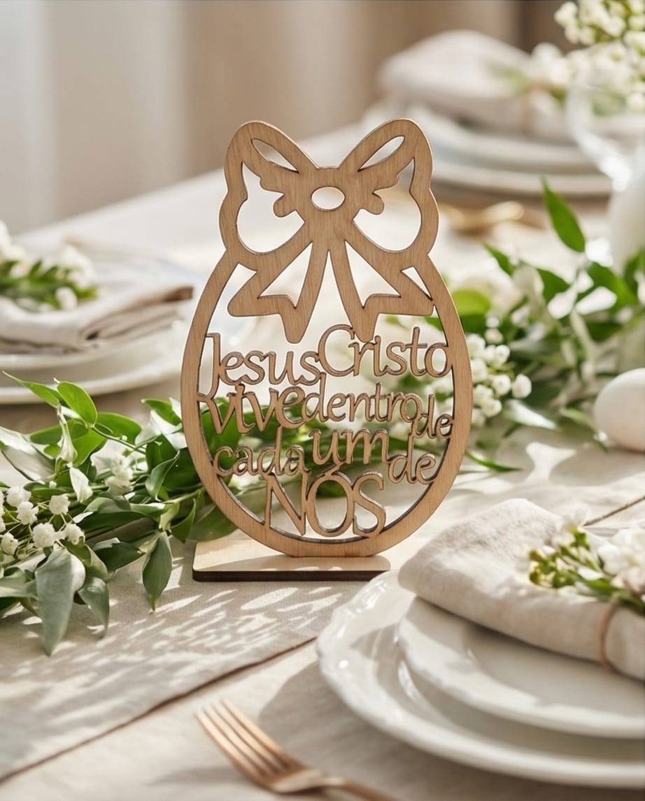 Decoração de Páscoa em Forma de Ovo com Mensagem Cristã