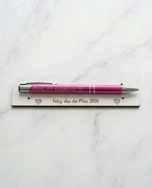 Caneta Rosa Personalizada com Base