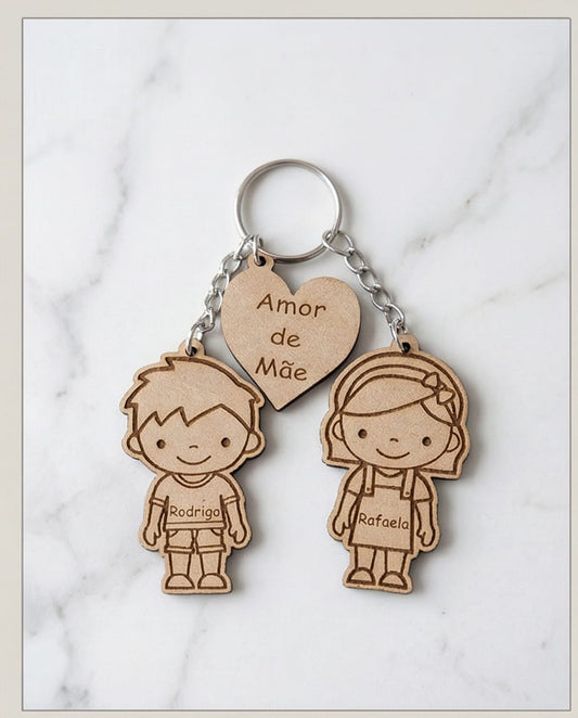Porta-Chaves Personalizado Amor de Mãe com Filhos