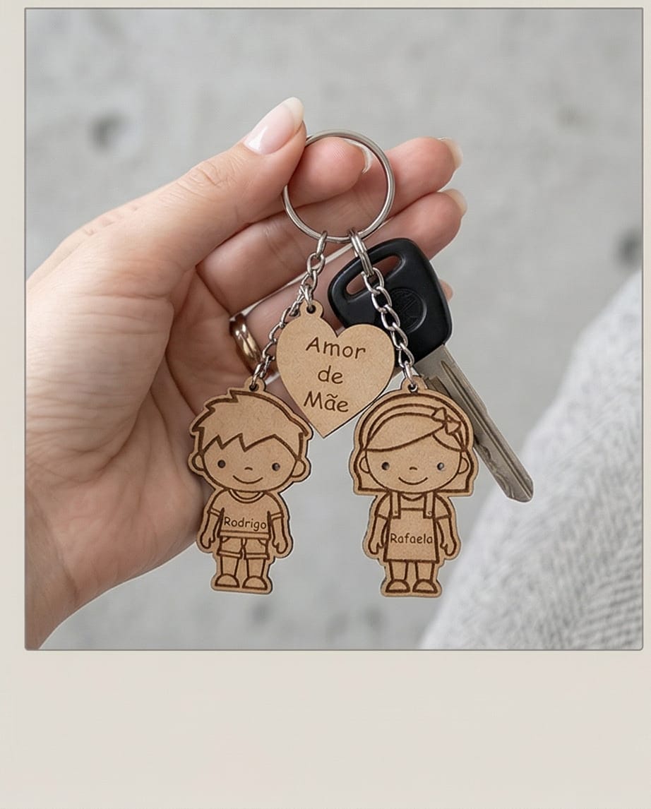 Porta-Chaves Personalizado Amor de Mãe com Filhos